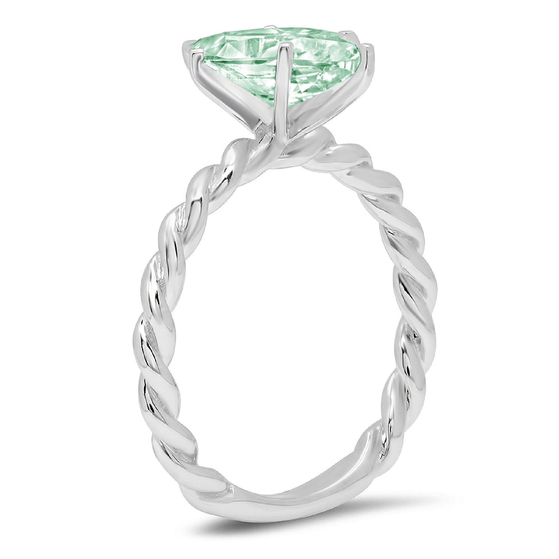 2ct Heart Cut Green Simulated Diamond 18k White Gold Engraving Statement Bridal Anniversary Engagement Wedding Solitaire Ring Size 3.5