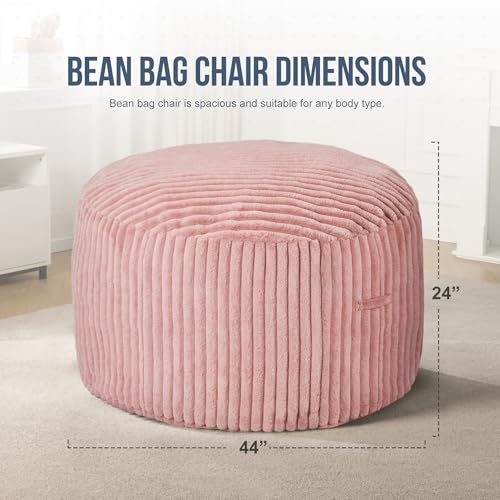 Hobestluk 5ft Bean Bag Chairs for Adults Large Beanbag Chair with Stripe Plush Cover Big Bean Bag Chair for Living Room Bedroom Dorm Office -Black