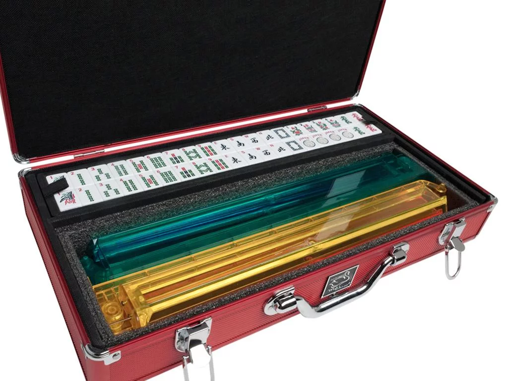 White Swan American Mahjong Set in Luggage-Style Red Case - White Tiles - Modern Pushers - Curated Treasures Market