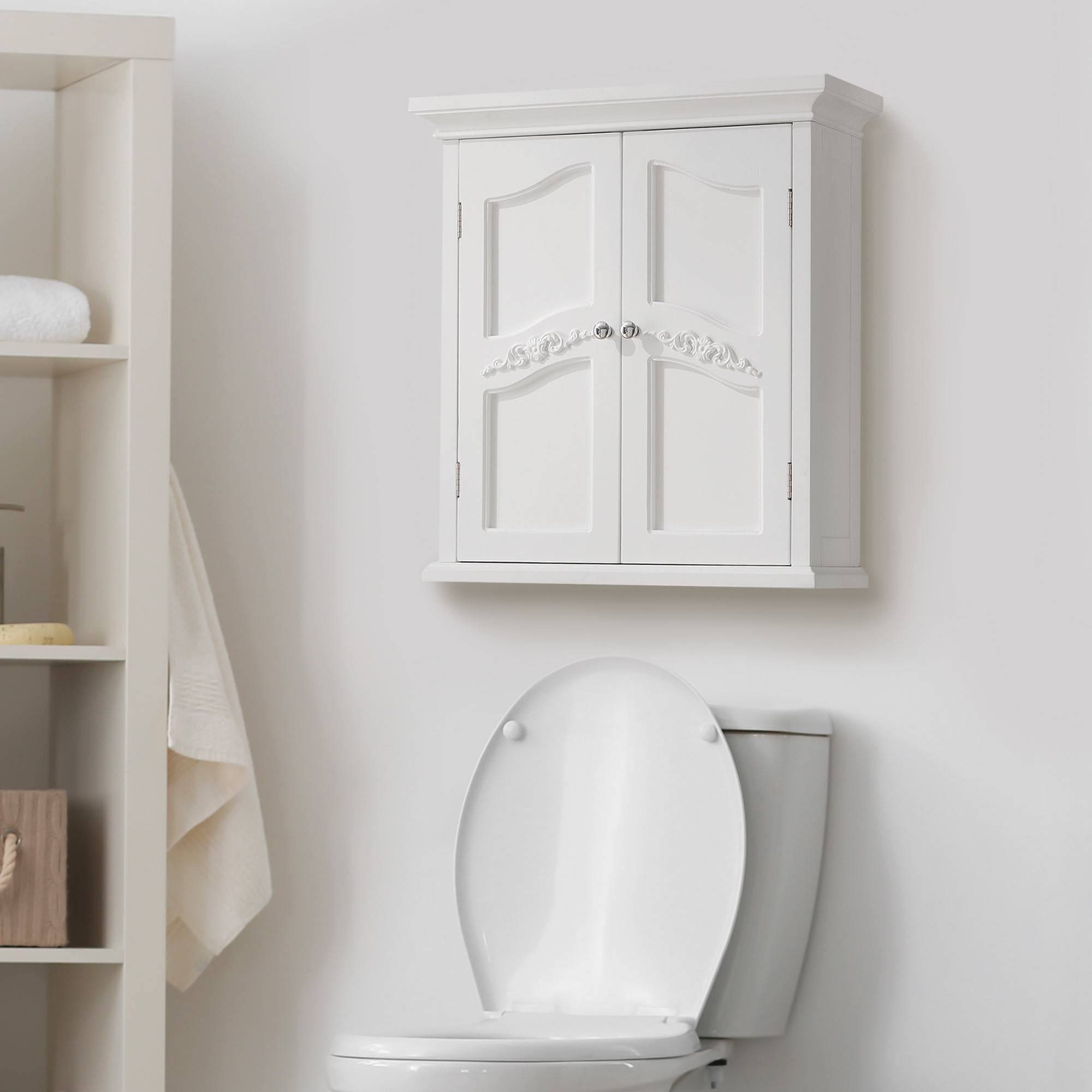Teamson Home Versailles Wall Mount Storage Cabinet with Double Doors White - Elegant Home Fashions