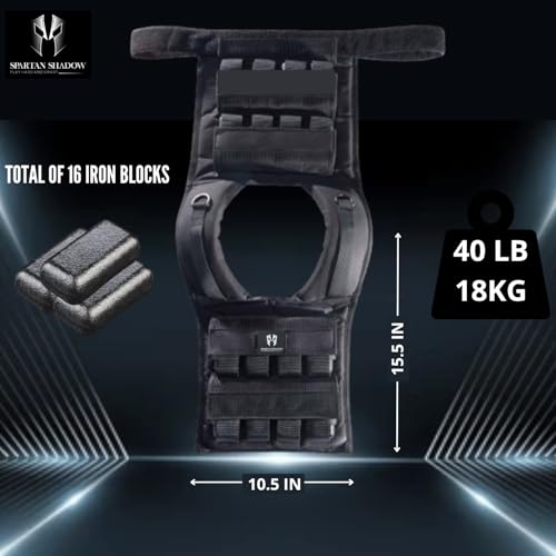 40 lb Weighted Vest - Adjustable Weighted Vest 40 lbs with iron weights. Tone fitness 40 pound weighted vest for men, for women 40lb. For walking
