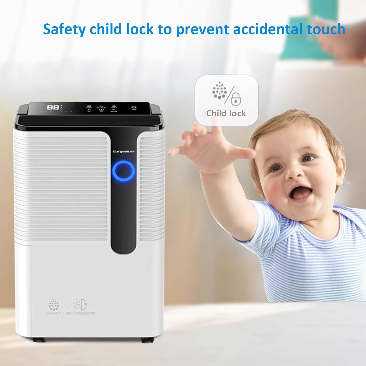 Large Dehumidifiers for Home for Continuous Dehumidification, Home Dehumidifier with Child Lock, Drain Hose for Basement, Bedroom and Bathroom