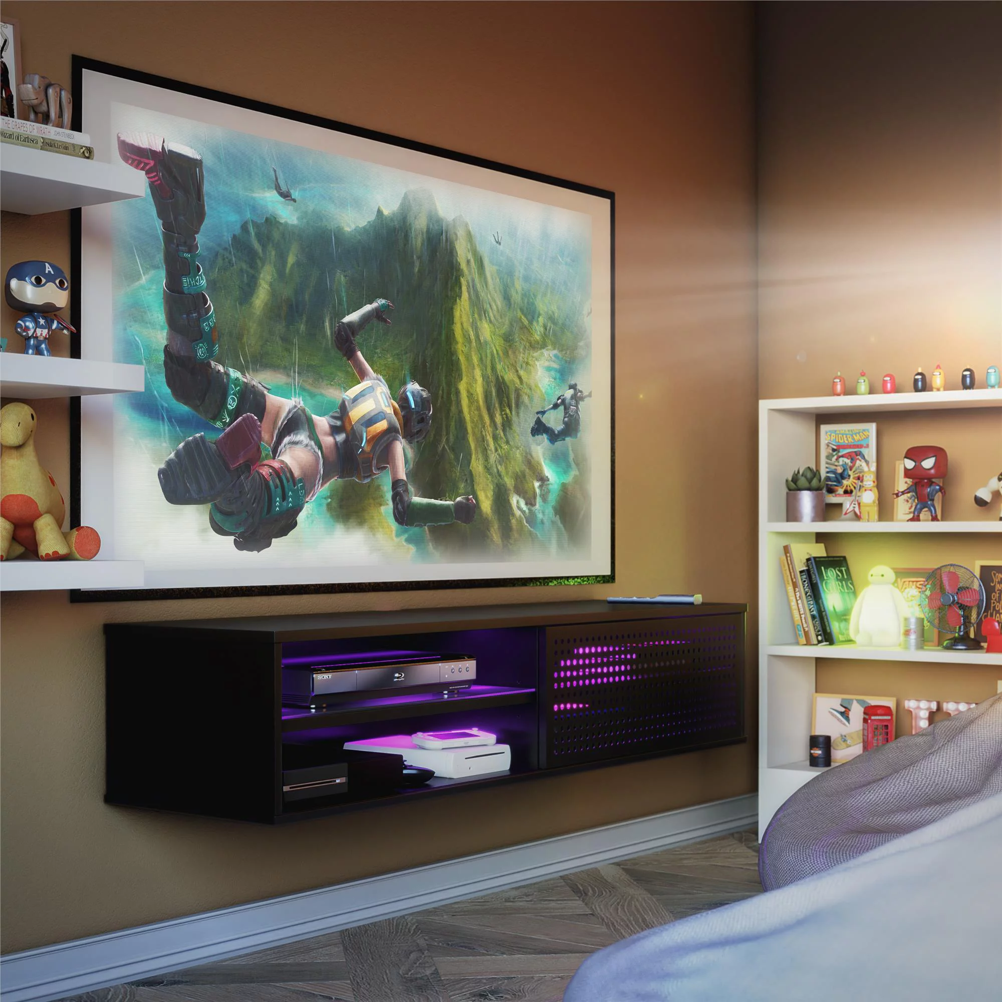 NTense Victory Floating TV Stand for TVs up to 60", Black