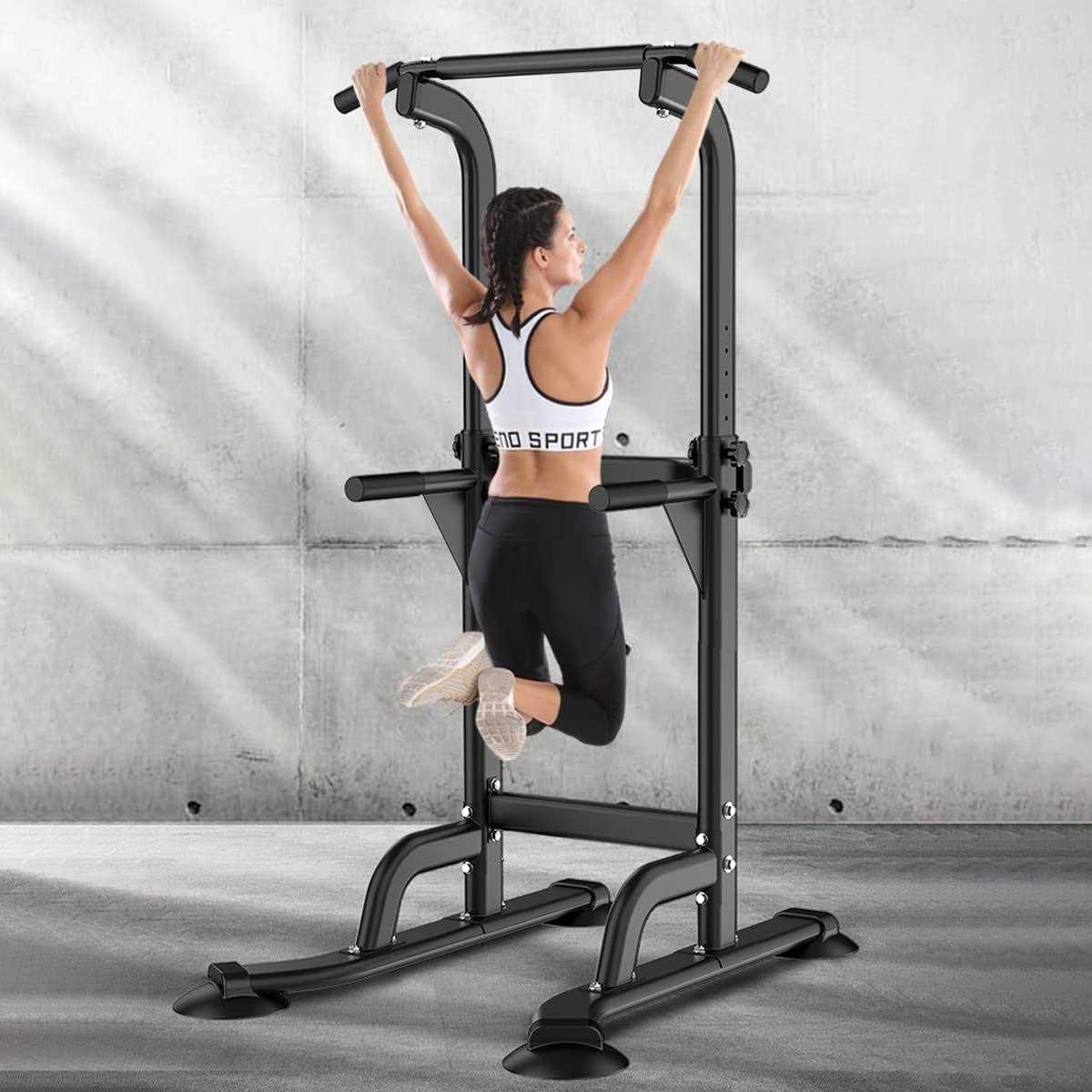 IRELOJ Power Tower Pull Up Dip Station Adjustable Height Multifunctional Home Strength Training Fitness Exercise Equipment