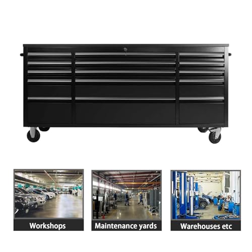 CHETTO C 72 in Rolling Tool Chest with Drawers MobileTool Cabinet Storage Lock Key Wheels Locking System Drawer Liners for Garage Warehouse Repair