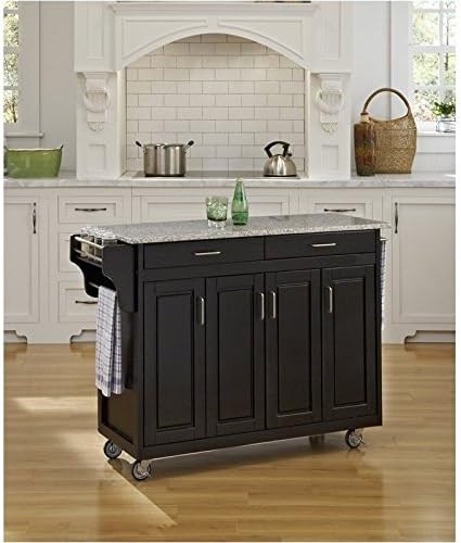 Hawthorne Collections 49 Granite Top Kitchen Cart in Black