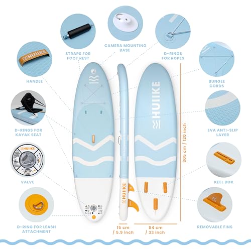 Inflatable Paddle Board for Adults with Accessories Included, Oar, Fins, Pump. Stand Up Paddleboard Great Stability and Resistance. 10’ x 33" x 5.9"