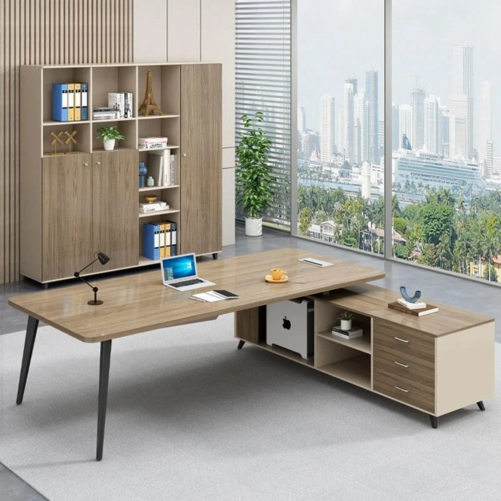 Standing Storage Office Desk Supplies Legs Luxury Mid Century Modern Computer Desks Long Bookshelf Mesa De Escritorio Furniture