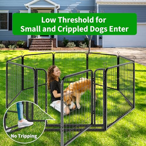 Dog Playpen Outdoor Extra Wide 12 Panels Heavy Duty Anti-Rust Coating-Strengthened Dog Fence 40" Height with Doors Portable for RV Camping Yard
