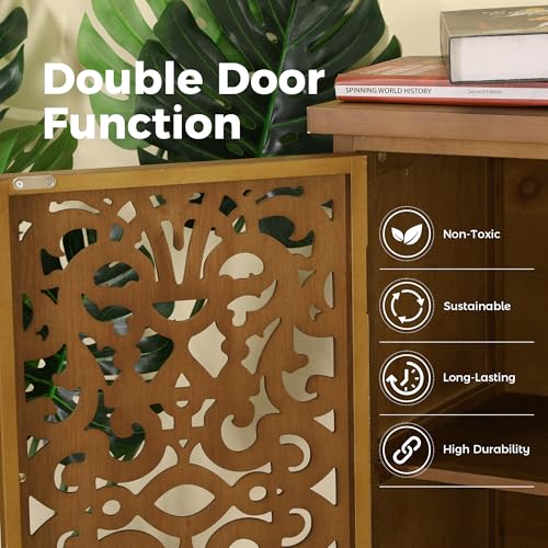 MAISON ARTS Accent Cabinet with Hollow Carved Doors