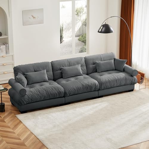 130" Modular Sectional Sofa,Velvet Upholstered Couches for Living Room,3 Seater Green Sofa Couch with Movable Ottoman