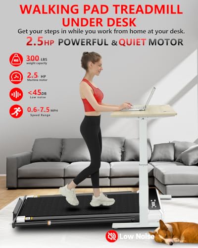 Walking Pad with Handle Bar,5% Manual Incline Walking Treadmill for Home Office,2.5HP Super Quiet Foldable Treadmills with Handrails