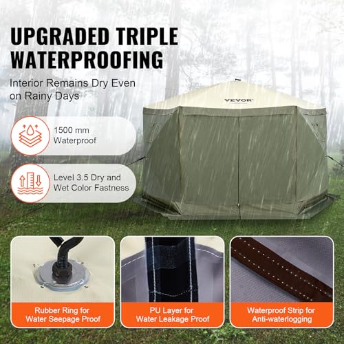 VEVOR Pop Up Gazebo Screen Tent, Pop-Up Instant Gazebo Tents with Mosquito Netting Outdoor Canopy