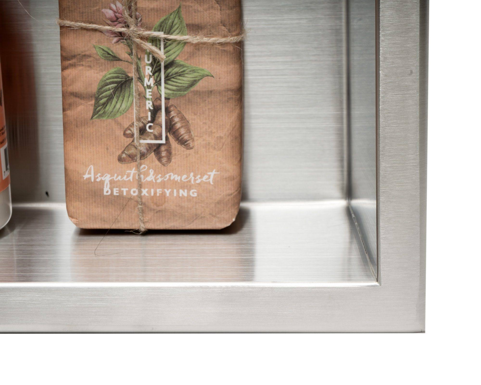 Alfi Brand ABN1224-BSS 12 x 24 Brushed Stainless Steel Vertical Double Shelf Bath Shower Niche