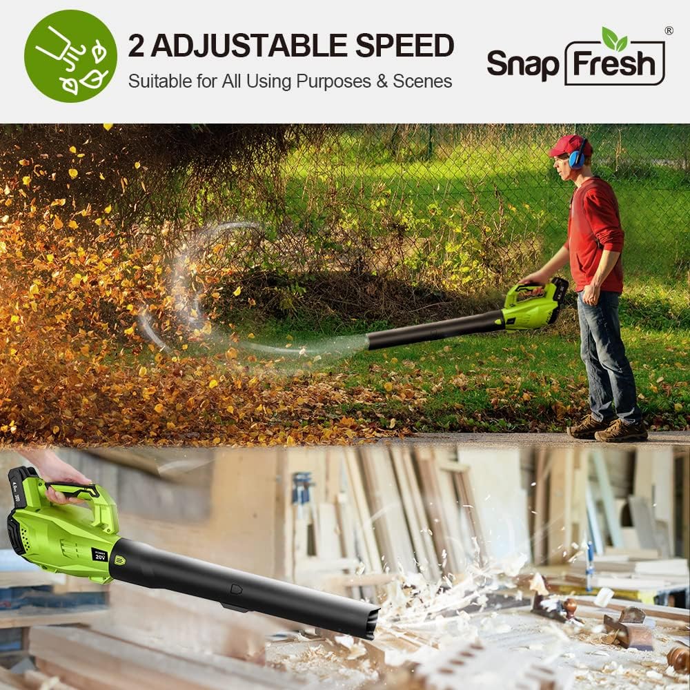 SnapFresh 20V MAX Leaf Blower - 420 CFM Cordless Leaf Blower with 4.0Ah Battery & Charger, Electric Leaf Blowers for Lawn Care