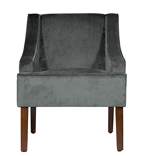 HomePop Velvet Swoop Arm Accent Chair, Suri Blue