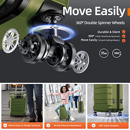 SHOWKOO Luggage Sets Expandable PC+ABS Durable Suitcase Double Wheels TSA Lock Black