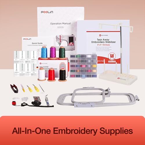 EOC05 Embroidery Machine 4 x 9.25 Inch Large Hoop Embroidery Area,Computerized Embroidery Machine with 7 Inch LCD Color Touchscreen,USB