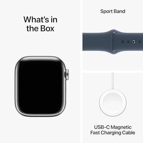 Apple Watch Series 9 [GPS + Cellular 45mm] Smartwatch with Starlight Aluminum Case with Starlight Sport Band M/L. Fitness Tracker, ECG Apps