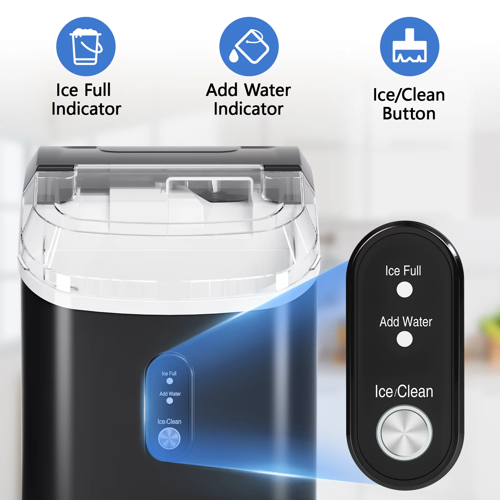 COWSAR 33lbs Countertop Nugget Ice Maker, Potable with Scoop,聽Soft Nugget Ice Ready in 10mins, Red