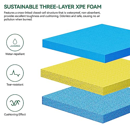 YITAHOME 9'/12' Lily Pad Floating Mat for Lake and Pool, Portable Outdoor Water Floating Mat, 3-Layer XPE Floating Island for Boat, Beach, Ocean, Blue