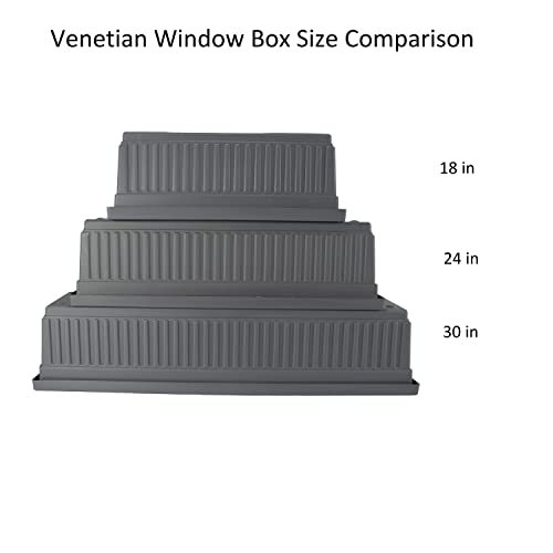The HC Companies 30 Inch Venetian Rectangular Window Planter Box - Lightweight Plastic Indoor Outdoor Plant Pot with Drainage for Windowsill, Herbs