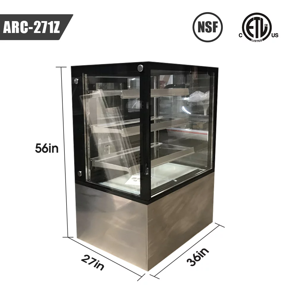 36" Commercial Refrigerated Bakery Display Cooler Case for Pastry Deli Uprighted Cooler Glass Display Curve Case Refrigerator-