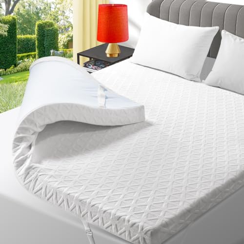 3 Inch Gel Memory Foam Mattress Topper Queen Size, Cooling Bed Topper for Comfort Body Support & Pressure Relief with Removable Breathable Soft Cover