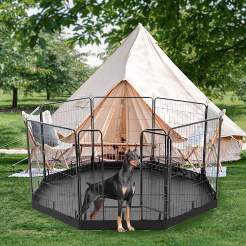 PJYuCien Dog Playpen Plus Storage Bag, 32" H 8 Panels Puppy Pen with Square Bottom, Heavy Duty Dog Fence for Puppies/Small Dogs