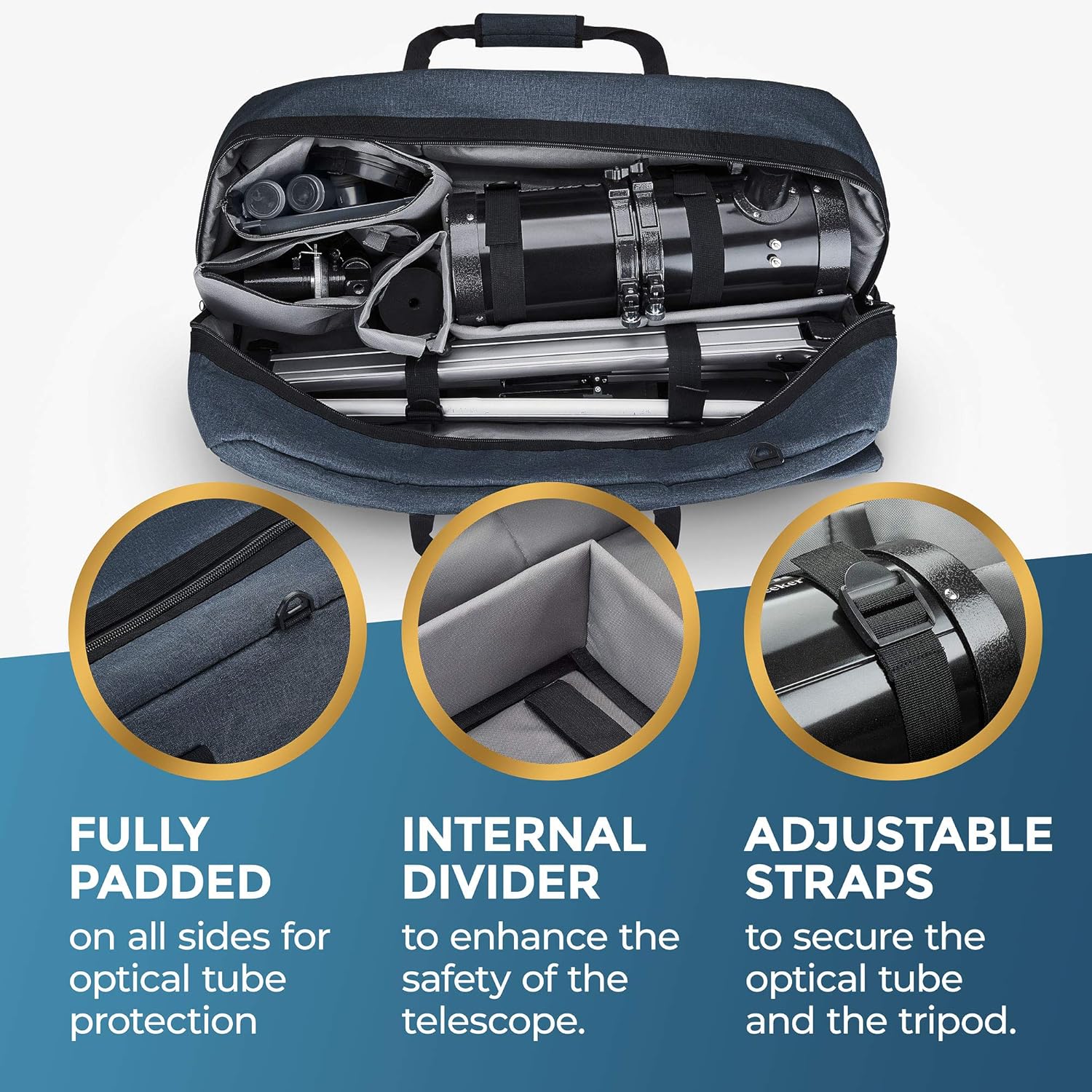 Multipurpose Telescope Bag – Shock-Absorbent Telescope Carrying Case with Adjustable Shoulder Strap and Extra Storage – Military-Grade