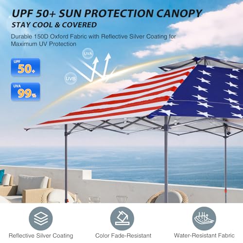 EAGLE PEAK 13x13 Straight Leg Pop Up Canopy Tent Instant Outdoor Canopy Easy Single Person Set up Folding Shelter w/Auto Extending Eaves 169 Square