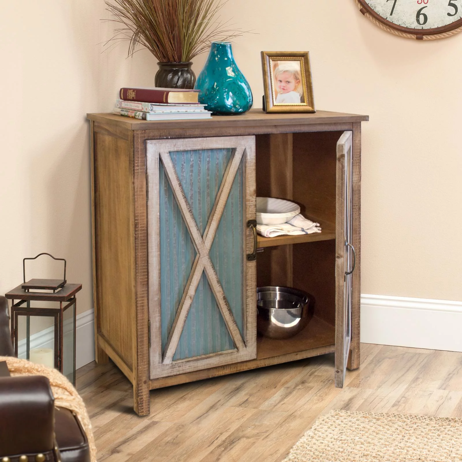 OS Home and Office 475138 Rustic Metal Multi Colored Cabinet
