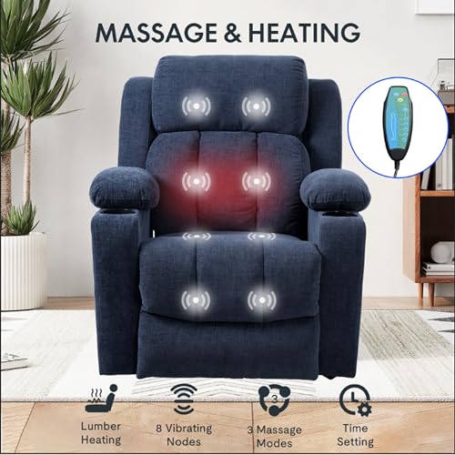 FLEXISPOT XL31 Power Lift Recliner Chair for Elderly, Electric Lift Chair with Massage & Heat, PU Leather Reclining Sofa w/Cup Holders