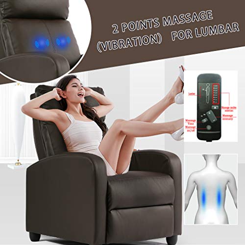 BestMassage | Recliner Chair | with 2 Point Massage Function | Black | with Lumbar Support, Adjustable Push Back, Wide Armrests