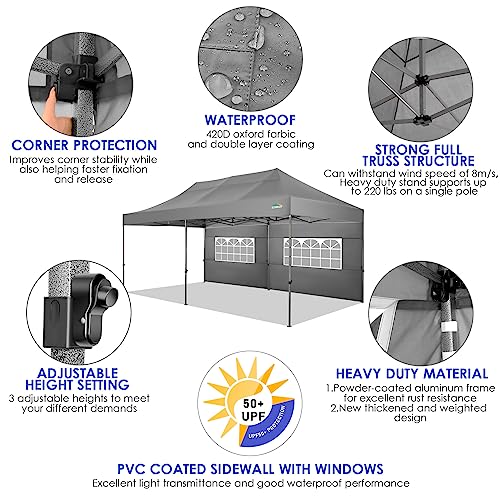 COBIZI 13x26 Pop Up Tent 13x26 Canopy with Sidewalls Heavy Duty Canopy Party Tent for Parties