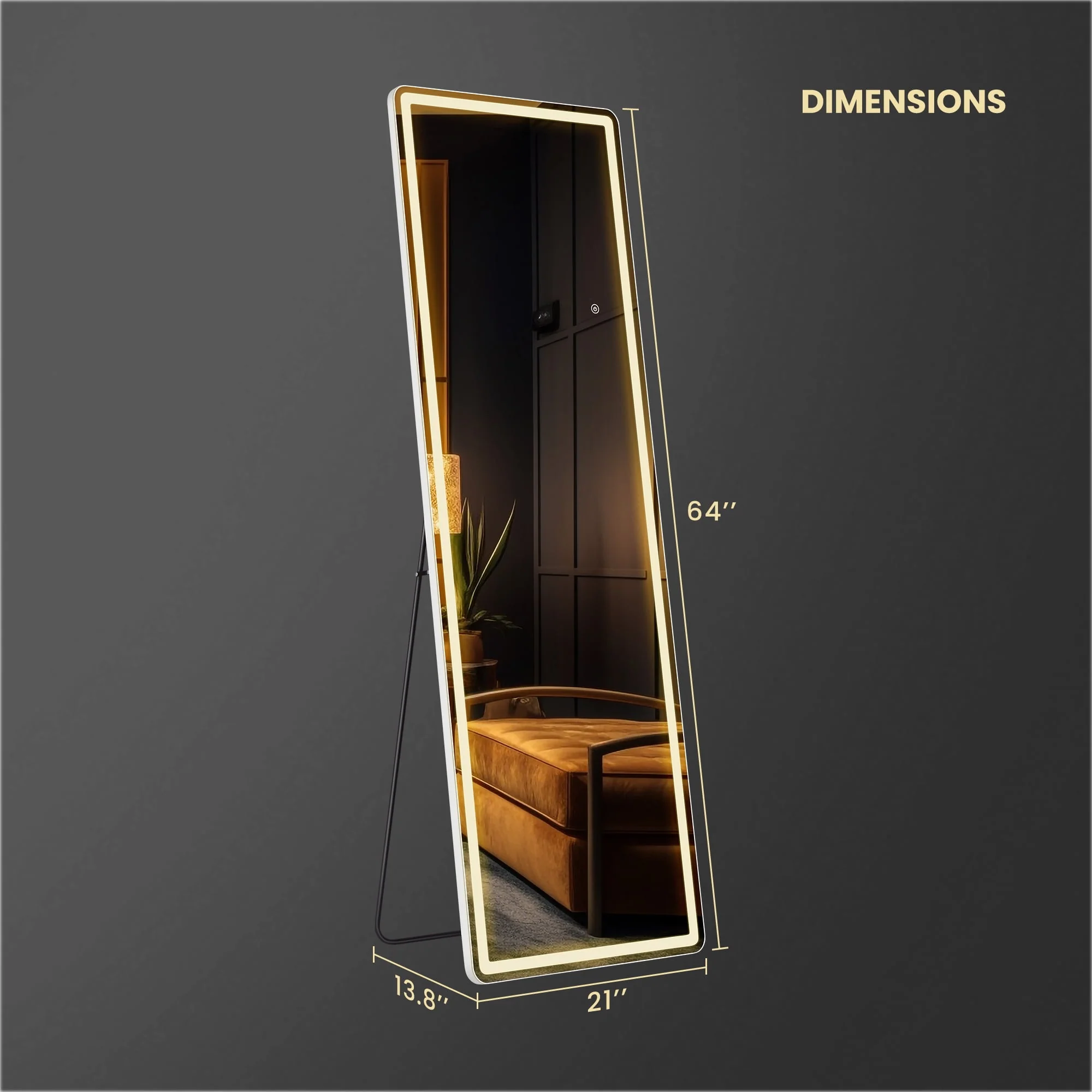 EDX Full Length Mirror 64x21 Full Body Mirror Rectangle Free Standing Wall Mounted Leaning Hanging Floor Mirrors, Black