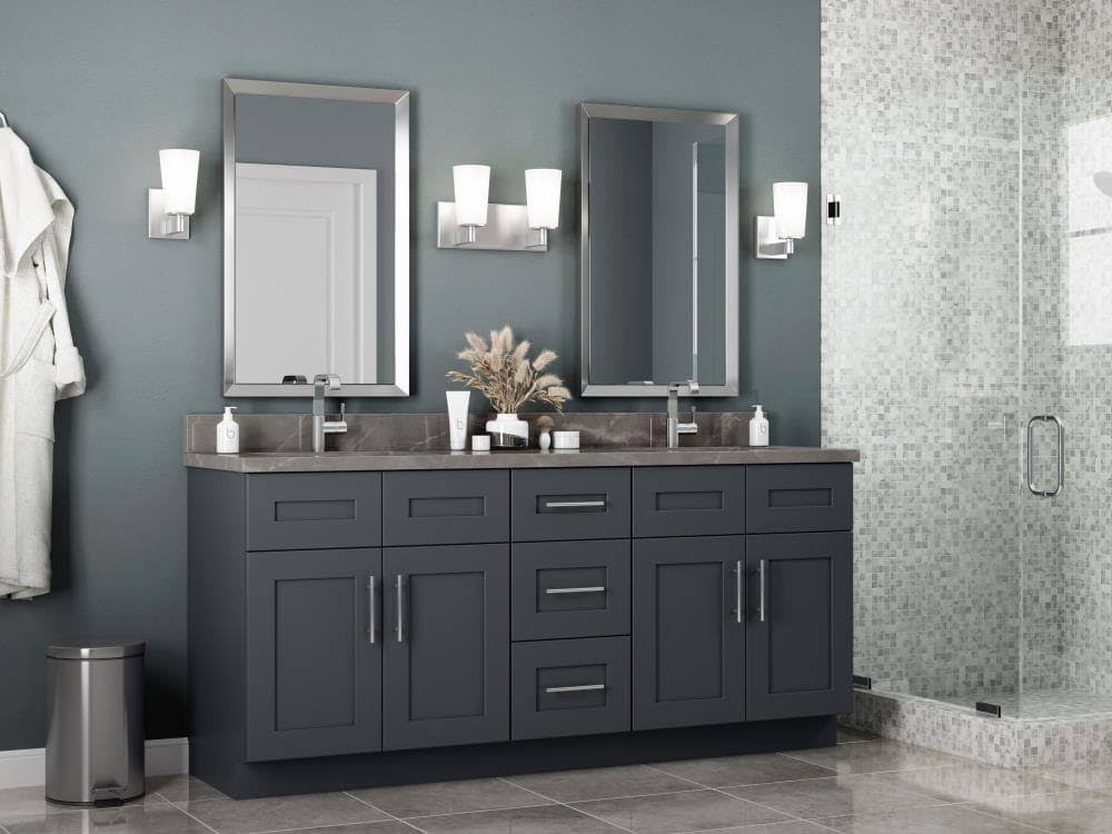 Luxxe Cabinetry 33-in W x 34.5-in H x 24-in D Deep Onyx Painted Pine Lazy Susan Corner Base Fully Assembled Semi-Custom (Made to