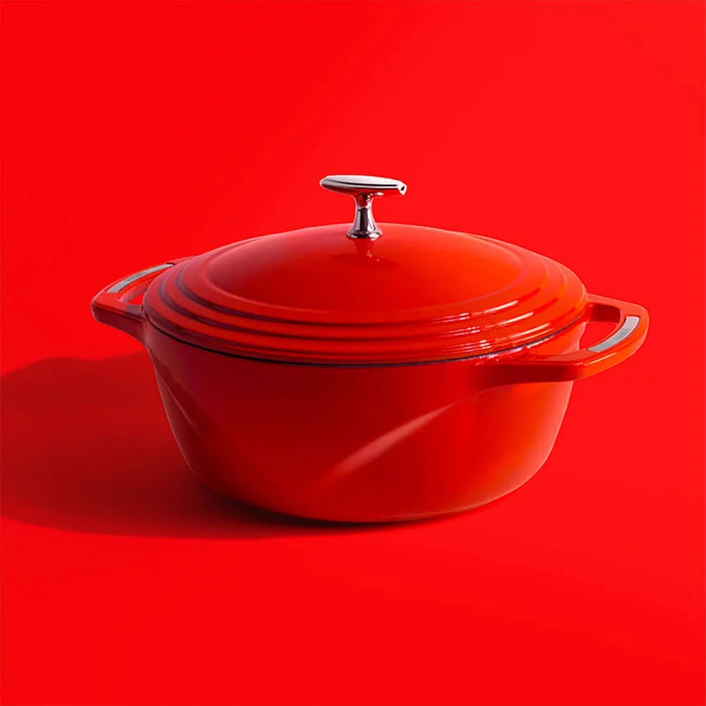 Lodge U6ID400 6 Qt. Enameled Cast Iron Dutch Oven - Cherry On Top