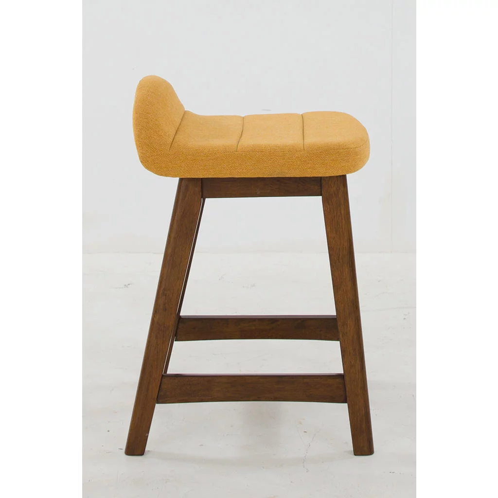 Signature Design by Ashley Lyncott Contemporary 28.5" Counter Height Upholstered Bar Stool with Foam Cushion, Set of 2, Mustard & Brown