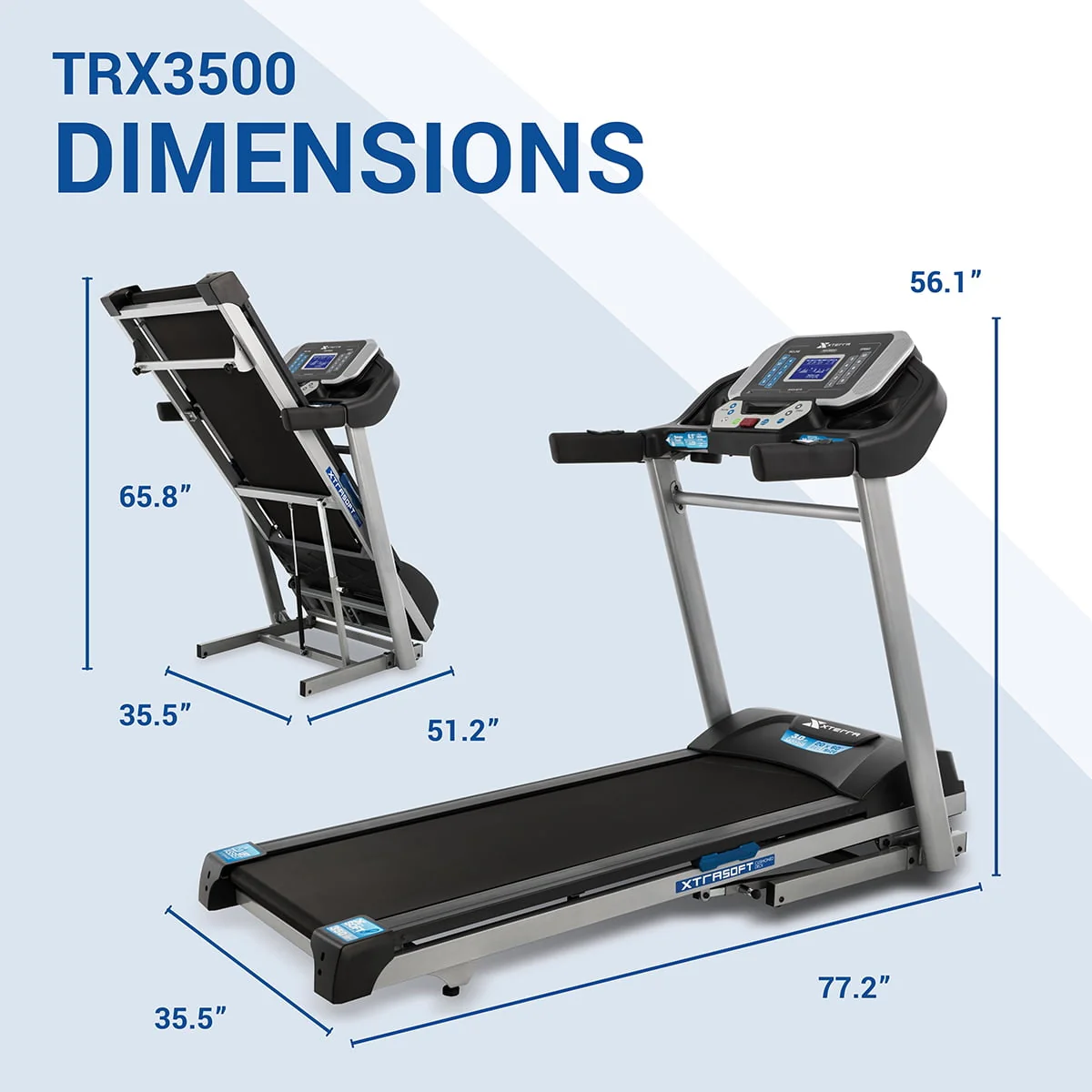 XTERRA TRX3500 Folding Motorized Treadmill with Bluetooth FTMS, Handlebar Control Buttons, Built-In Speaker and Audio-Jack