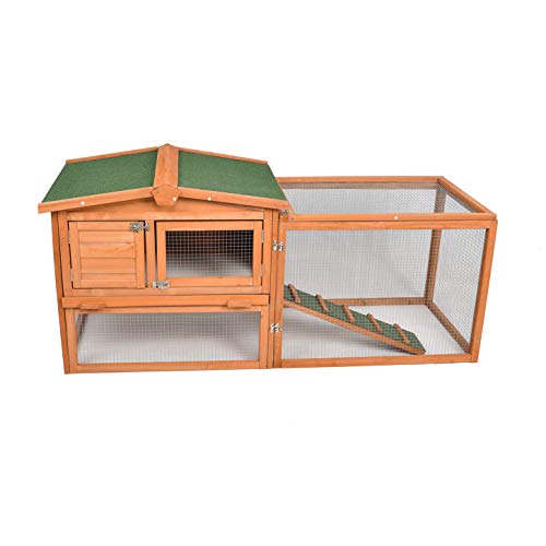 GOJOOASIS 80" Chicken Coop for 2-4 Chickens Outdoor Wooden Hen House Poultry Pet Hutch for Backyard w/Run Cage & Nesting Box(A)