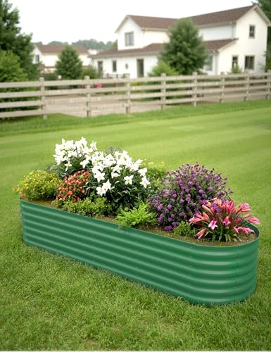 10x4x1.5ft Raised Garden Bed,Galvanized Raised Planter Boxes Outdoor with Easy Assembly, Large Garden Bed for Vegetables, Fruits, Flower