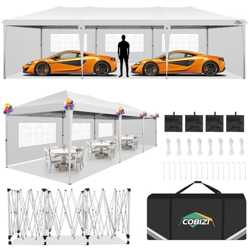 COBIZI 10x10 Pop up Canopy Tent Protable Canopy Tent with 4 Sidewalls Waterproof Commercial Instant Shelter for Parties, Wedding