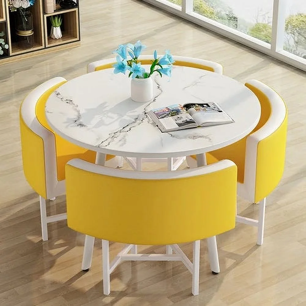 Dining Table Set 4 Chairs Office Reception Seat Suits Negotiation Table Casual Visitor Round Table Visitor Office Desk Chair Set