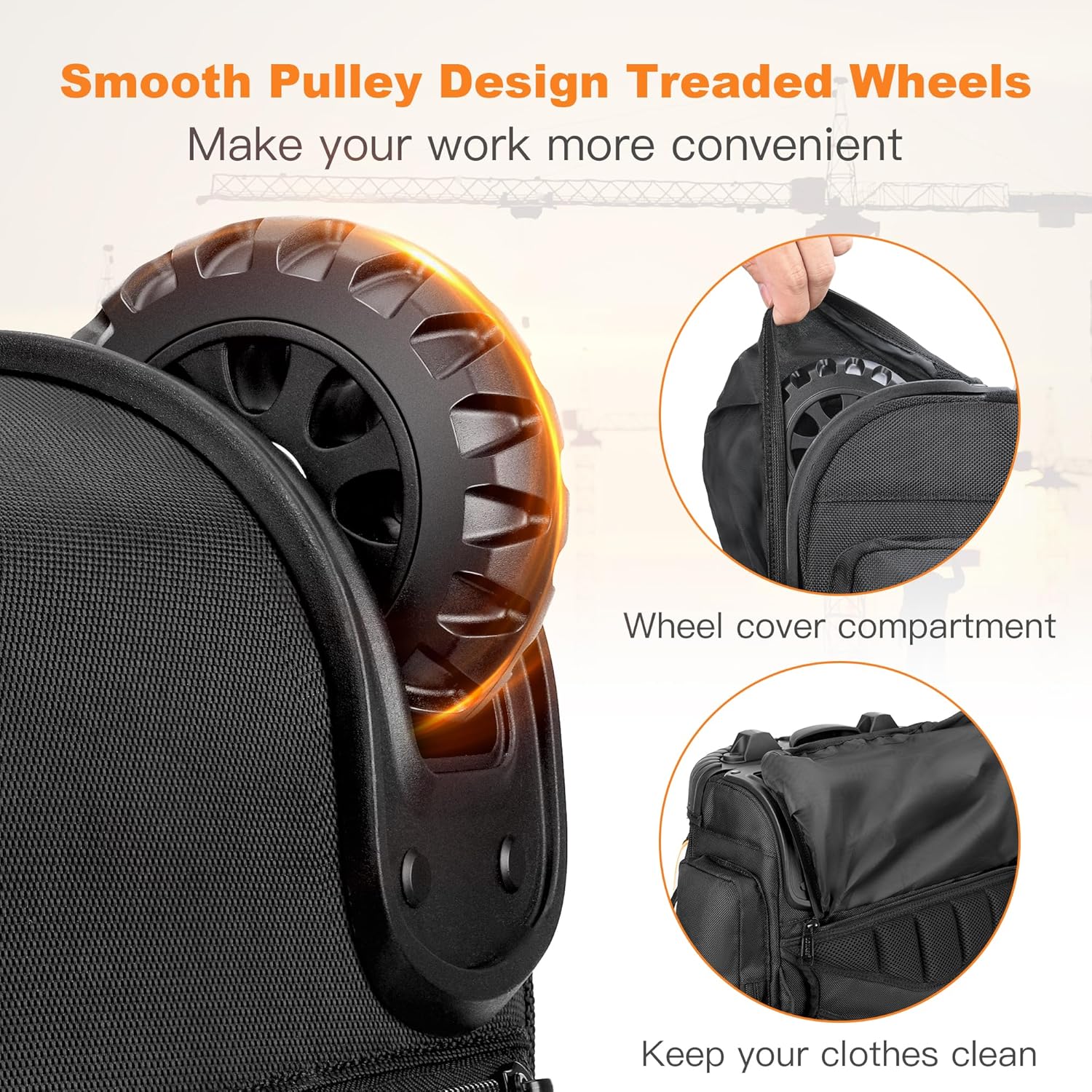 Backpack Tool Bag with Wheel, Rolling Tool Backpack for Electrician Heavy Duty Roller Tool Bag on Wheel for Construction Work