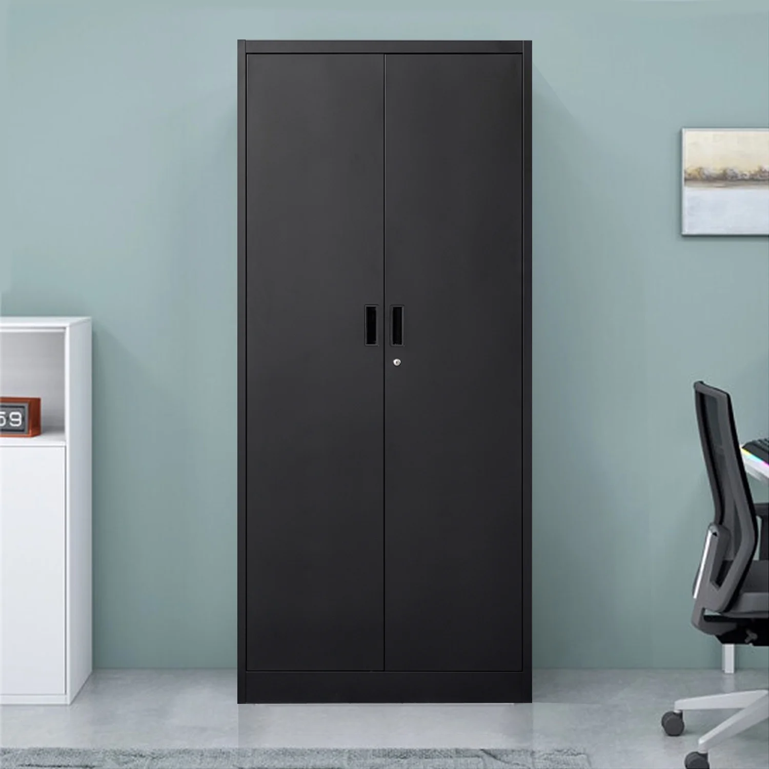 71" Metal Storage Cabinet with Lock,Garage Storage Cabinet with 2 Doors and 4 Adjustable Shelves,Tool File Cabinet for Garage Office,Home,Gym