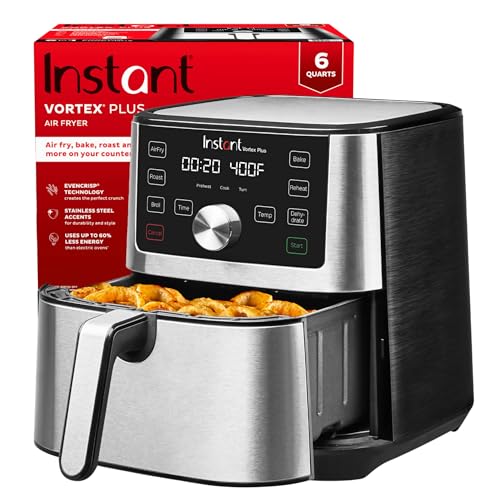 Instant Pot Vortex Plus 4QT Air Fryer, Custom Program Options, 6-in-1 Functions Crisps, Broils, Roasts, Dehydrates, Bakes, Reheats