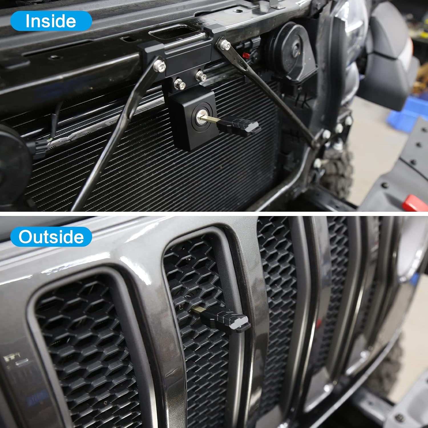 Hood Lock Hood Catch Latche with 2 Keys Anti-Theft for 2018-2022 Jeep Wrangler JL JLU(Keep Original Grill) Pack of 2