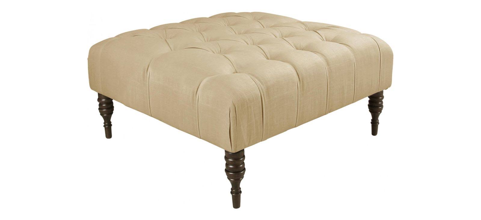 Skyline Furniture 445LNNSND Tufted Cocktail Ottoman Linen Sandstone