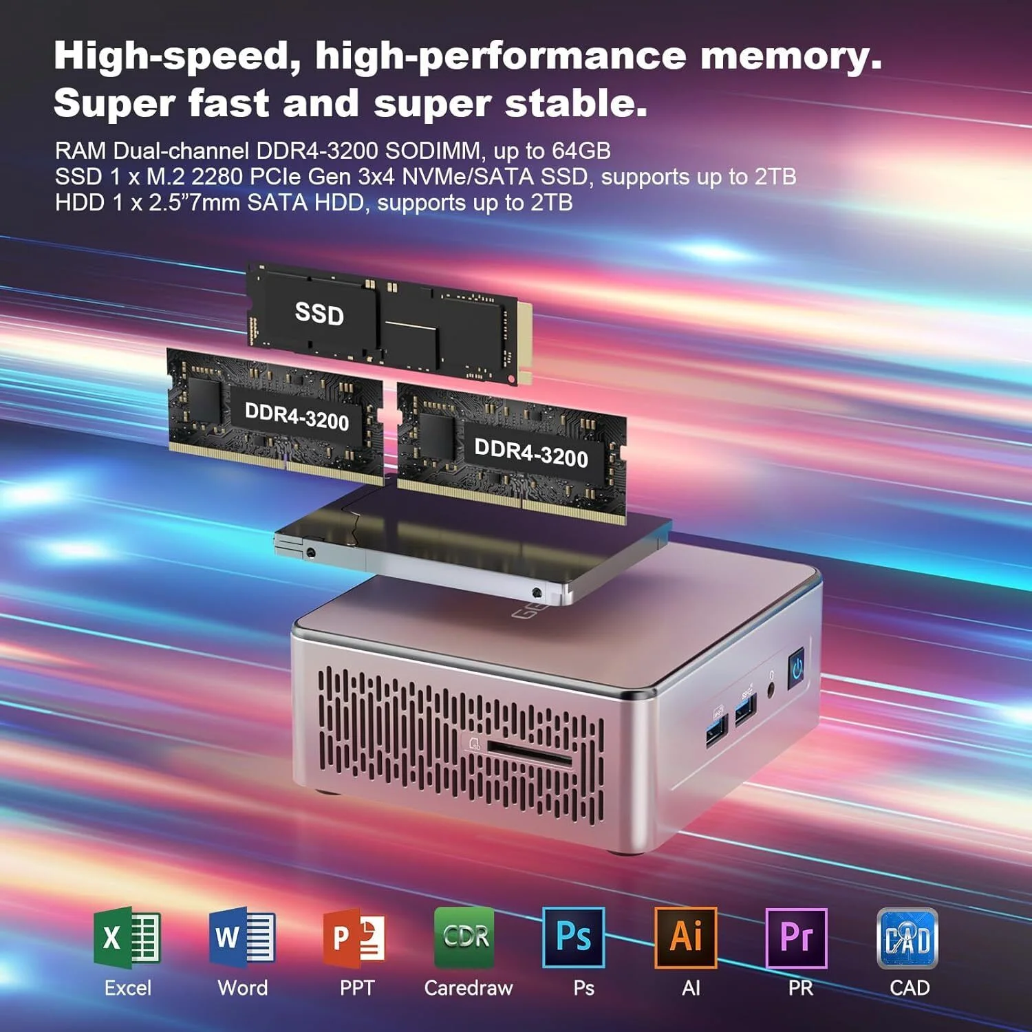 GEEKOM A5 Mini PC, AMD Ryzen 7 5800H(8C/16T, up to 4.4GHz), 32GB DDR4&512GB M.2 PCIe NVMe SSD, Vega 8 Graphics